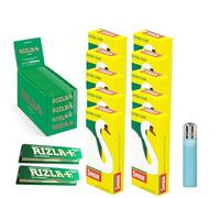 MEOWN 10 Pack Swan Extra Slim Filter Tips With 24 Packs Green Standards Rolling Papers and 1 Pcs Mini Clipper - Cigarette Filter Tips For Premium Smoking Accessories