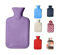 Meown 2L Hot Water Bottle with Fleece Cover - Leakproof Hot Water Bag & Natural Rubber Bottle for Period Cramps, Neck & Back Pain, Reusable Cold & Heat Therapy, Winter Bed Warmer (Purple)
