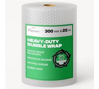 Meown Bubble Wrap 300mm x 25m Small Air Bubbles for Secure Shipping & Moving Perfect for Fragile Items Ultimate Packaging Solution (BUBBLE 300MM X 25M)