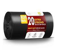 Meown Extra Strong Heavy Duty Rubbish Bin Bags, Pack of 400 Liners, 75L Black Bin Bags, 33 Micron, Leakproof & Tear-Resistant, Recyclable Waste Liners for Home, Kitchen, Office & Commercial Use
