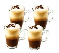 Meown Latte Glasses - 240ml Coffee Cups (Pack of 6), Durable Heat-Resistant Glasses for Latte, Espresso & Cappuccino, Mugs with Handle | Barista-Style Mugs Compatible with Most Coffee Machines