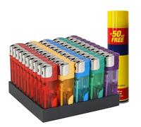 Meown Multicolour Electronic Lighters - Refillable, Child-Safe with Adjustable Flame - Transparent, Windproof Design + 1 FREE 300m Gas - For BBQ, Kitchen, Camping (Pack of 10)