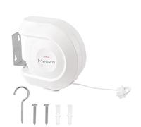 Meown Retractable Clothes Line 12M, Wall-Mounted, Heavy Duty, Durable Washing Line, Ideal for Indoor & Outdoor Use, Easy Install, Perfect for Home, Garden, Auto-Lock, Tangle-Free (White, 12M)