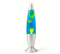 Meown Retro Motion Lamp 16" - Soothing Blue & Green Wax in Glass with Silver Metal Base, UK Plug & Bulb Included - Relaxing Night Light for Bedroom, Kids Room, Office, Living Room & Gifts