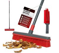 MEOWN Rubber Broom with Telescopic Handle, Pet Hair Remover for Carpets Rugs and Hard Floors, Rubber Bristle Floor Brush for Laminate Tile Patio and Wet and Dry Indoor Outdoor Cleaning