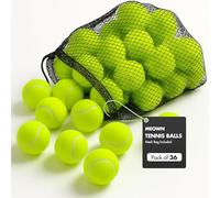 Meown Tennis Balls with Mesh Carrying Bag, Pack of 12 24 36 48 | Pressureless Training & Practice Balls for All Court Types | Durable Dog Fetch & Play Balls | Soft Rubber All-Court Tennis Balls