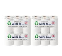 Meown White Roll, Pack of 24 Rolls Premium Centrefeed Rolls, Durable & Versatile 2-Ply Tissue, Ultimate Cleaning Solution for Home & Office