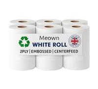 Meown White Roll, Pack of 6 Premium Centrefeed Rolls, Durable & Versatile 2-Ply Tissue, Ultimate Cleaning Solution for Home & Office