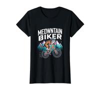 Meowntain Biker Cat Mountain Cycling Mountainbiking Value Graphic T-Shirt, Women, Black, XS