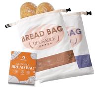 Meowoo 2Pcs Beeswax Bread Bags for Homemade Bread, Reusable Beeswax Bags for Sourdough, Cotton Waxed Bag with Sealed Zipper, Keeps Fresh Longer Food Storage Bag, 43 x 32cm, Blue & Brown