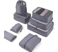 Meowoo 8-Piece Packing Cubes for Suitcases with Shoe and Toiletry Bags | Multi-Size Cubes, Separate Storage Bags, See-Through Mesh, Easy-Carry Handles, Strong Zips, Lightweight, Travel Essentials