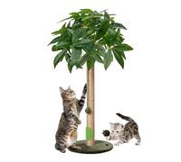 Meowoou 84 cm Scratching Post, Scratch Post for Cats Indoor Adults and Kitten, Scratcher Post with Sisal Rope, Cute Tall Cat Scratching Post with Hanging Ball