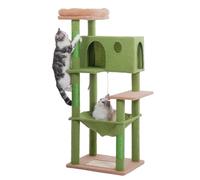 Meowrista Tall Cat Tree for Indoor Cat Large Adults 54”Cat Tower with Enlarged Hammock21.6x17.7”Spacious Cat Condo House and Roomy Top Bed and Scratch Post and Scracher Pad (Green, Large-54)