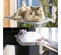 MEOWSAN 2PC Cat Window Perch Cordless Hammock Bed for Window with Metal Frame and Reversible Cover, Large Suction Cups Window Resting Seat for Indoor Cats (Cat Bed, M-2PC)