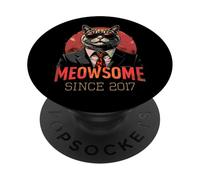 Meowsome Cat Since 2017 Birthday Celebration Men PopSockets Adhesive PopGrip