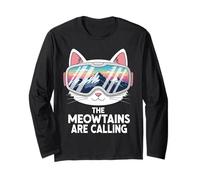 Meowtains are Calling Funny Skiing Cat Lover Humor Ski Squad Long Sleeve T-Shirt
