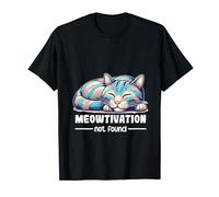 Meowtivation Not Found Demotivated Cat Sleeping Office Humor T-Shirt