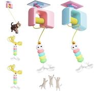 Meowvo Autobounce USB-C Ceiling Cat Teaser-Smart Auto-Bounce, Rechargeable Interactive Automatic Suction Cup Hanging,Chew-Proof Design, Strong Suction Mount-No Drilling Needed (Mixed+Replacement head)