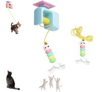 Meowvo Autobounce USB-C Ceiling Cat Teaser-Smart Auto-Bounce, Rechargeable Interactive Automatic Suction Cup Hanging,Chew-Proof Design, Strong Suction Mount-No Drilling Needed (Blue+Replacement head)