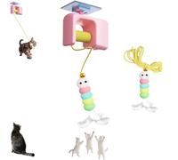 Meowvo Autobounce USB-C Ceiling Cat Teaser-Smart Auto-Bounce, Rechargeable Interactive Automatic Suction Cup Hanging,Chew-Proof Design, Strong Suction Mount-No Drilling Needed (Pink+Replacement head)