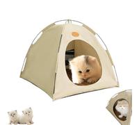 Meowvo Breezyden Pop-Up Pet Tent,Cat Tents For Indoor Cats,Anti Slip Portable Pets Tents House, Design,With Mesh Window, Rainproof Cat's Nest (Beige M)