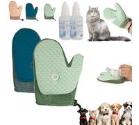 Meowvo for All-in-One Grooming Mist Glove for Pets, Upgraded Static-Free 4-in-1 Celery Pets Groomings Mist Gloves, Wet & Dry Meowvo Self Grooming Cat Brush, Dog Hair Remover Massage Glove (2Pcs-B)