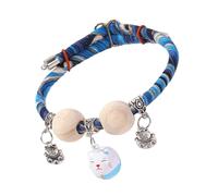 Meowvo Lucky Kimono Cedar-Bead Pet Collar,Cedar-Bead Kitten Collar With Bell,Small Medium Large Animals Neck Decoration All Day Wear