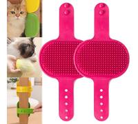 Meowvo Silicone Grooming Strap Pad for Cats, 2PCS Silicone Grooming Strap Pad, Adjustable Silicones Pet Groomings Tool, for Climbing Frames Table Legs (Red)