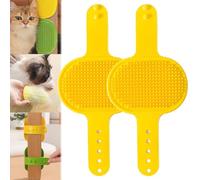 Meowvo Silicone Grooming Strap Pad for Cats, 2PCS Silicone Grooming Strap Pad, Adjustable Silicones Pet Groomings Tool, for Climbing Frames Table Legs (Yellow)