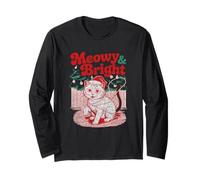 Meowy and Bright Cat Christmas Holiday Festive Fun Long Sleeve T-Shirt