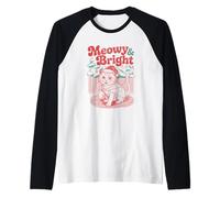 Meowy and Bright Cat Christmas Holiday Festive Fun Raglan Baseball Tee