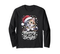 Meowy and Bright Cute Cat Lover Christmas Holiday Pet Outfit Long Sleeve T-Shirt