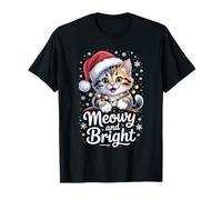 Meowy and Bright Cute Cat Lover Christmas Holiday Pet Outfit T-Shirt