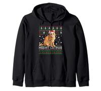Meowy Catmas Cat Ugly Christmas Sweaters Pet Animal Cat Xmas Zip Hoodie
