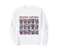 Meowy Catmas Cats in Pajamas around the Christmas Tree Sweatshirt