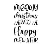 Meowy Christmas and a Happy mew Year Wall Vinyl Sticker Decor 57.6x95.5cm Do not Damage The Wall Surface Black