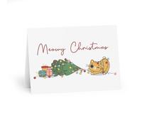 Meowy Christmas Card - Orange Cat with Holiday Lights - Cute Festive Greeting for Cat Lovers