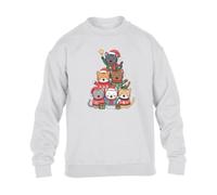 Meowy Christmas Cat Tree Stack Mens Sweatshirt Christmas Jumper Cute Xmas Retro Humor Funny Gift Sweat