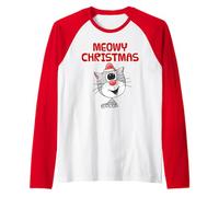Meowy Christmas Cute Cat Xmas Funny Raglan Baseball Tee