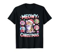 Meowy Christmas Cute Cats Holiday Xmas Kitty Santa hat T-Shirt