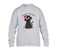 Meowy Christmas Jumper Grumpy Cat Mens Sweatshirt Funny Festive Holiday Asthetic Xmas Gift Sweat Sport Grey - Large