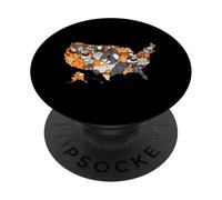 Meowy Map of the United States Men Women Kids Funny Cat PopSockets Adhesive PopGrip