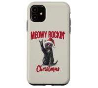 Meowy Rockin Christmas Funny Cat Wear Santa Hat Kitten Xmas Case for iPhone 11