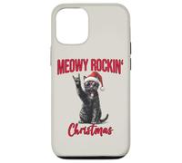 Meowy Rockin Christmas Funny Cat Wear Santa Hat Kitten Xmas Case for iPhone 12/12 Pro