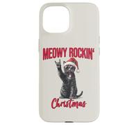 Meowy Rockin Christmas Funny Cat Wear Santa Hat Kitten Xmas Case for iPhone 15