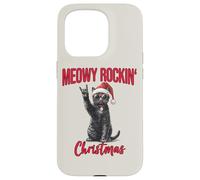 Meowy Rockin Christmas Funny Cat Wear Santa Hat Kitten Xmas Case for iPhone 15 Pro