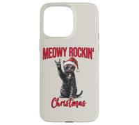 Meowy Rockin Christmas Funny Cat Wear Santa Hat Kitten Xmas Case for iPhone 15 Pro Max