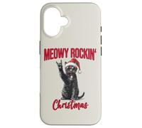Meowy Rockin Christmas Funny Cat Wear Santa Hat Kitten Xmas Case for iPhone 16