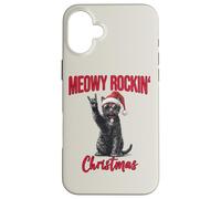 Meowy Rockin Christmas Funny Cat Wear Santa Hat Kitten Xmas Case for iPhone 16 Plus