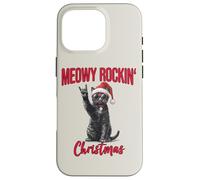 Meowy Rockin Christmas Funny Cat Wear Santa Hat Kitten Xmas Case for iPhone 16 Pro